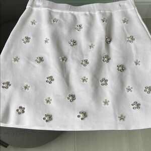 Elegant White Embellished Skirt